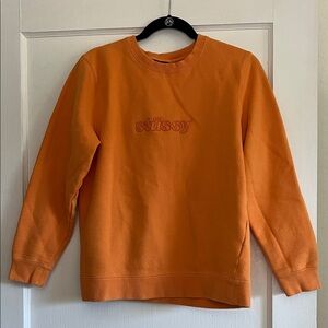 Vintage Stussy Men's Vibrant Orange Crewneck Sweater